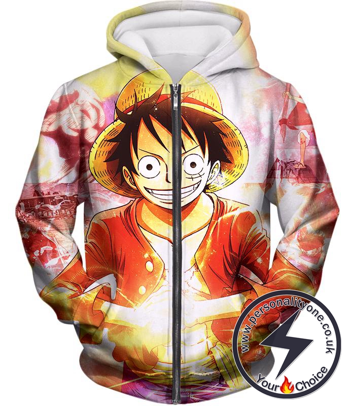 One Piece Straw Hat Pirate Captain Monkey D Luffy Cool Zip Up Hoodie